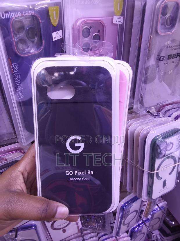 Black Liquid Silicone Case With Cloth Lining for Google Pixel 8a - main view