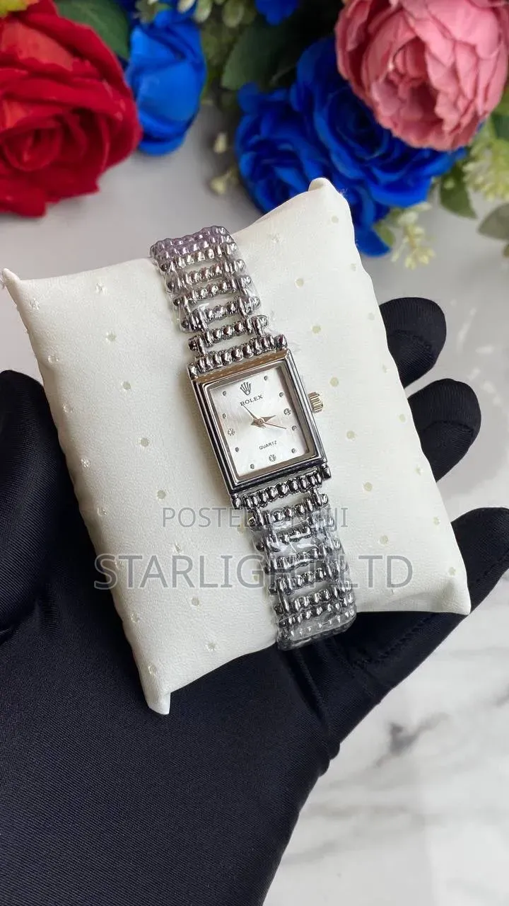 Silver Beaded Chain Strap Quartz Wristwatch