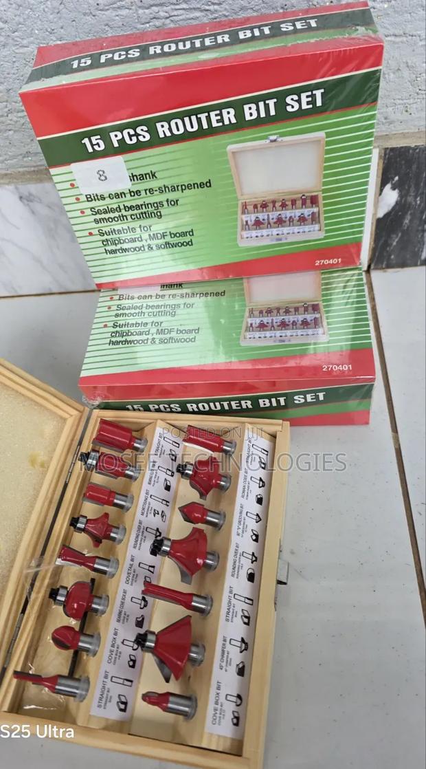 15-Piece 8mm Router Bits Set for Woodworking - main view