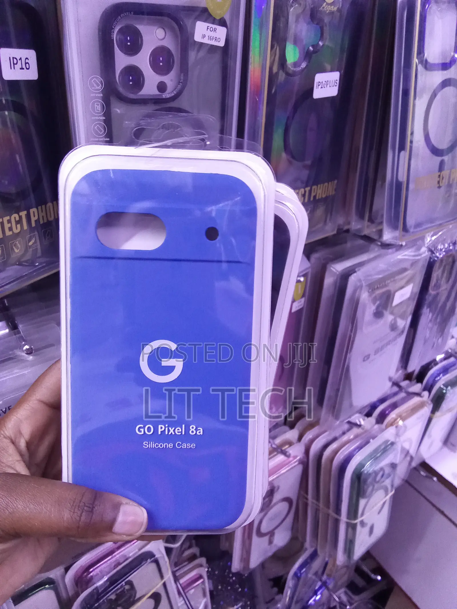 Google Pixel 8a Blue Liquid Silicone Case With Cloth Lining Inside.