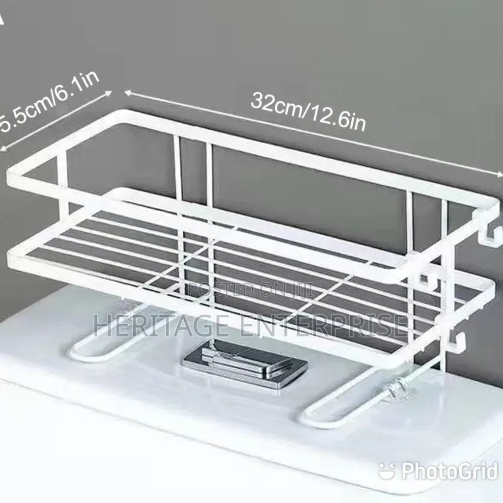 Metallic Toilet Top Organizer Rack Black or White
