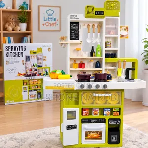 96Piece Deluxe Kids"Spraying Kitchen" Pretend Play Toy Set With Lights