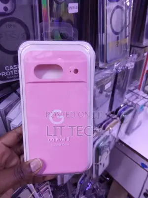 Pink Google Pixel 8 Liquid Silicone Case With Microfiber Lining .