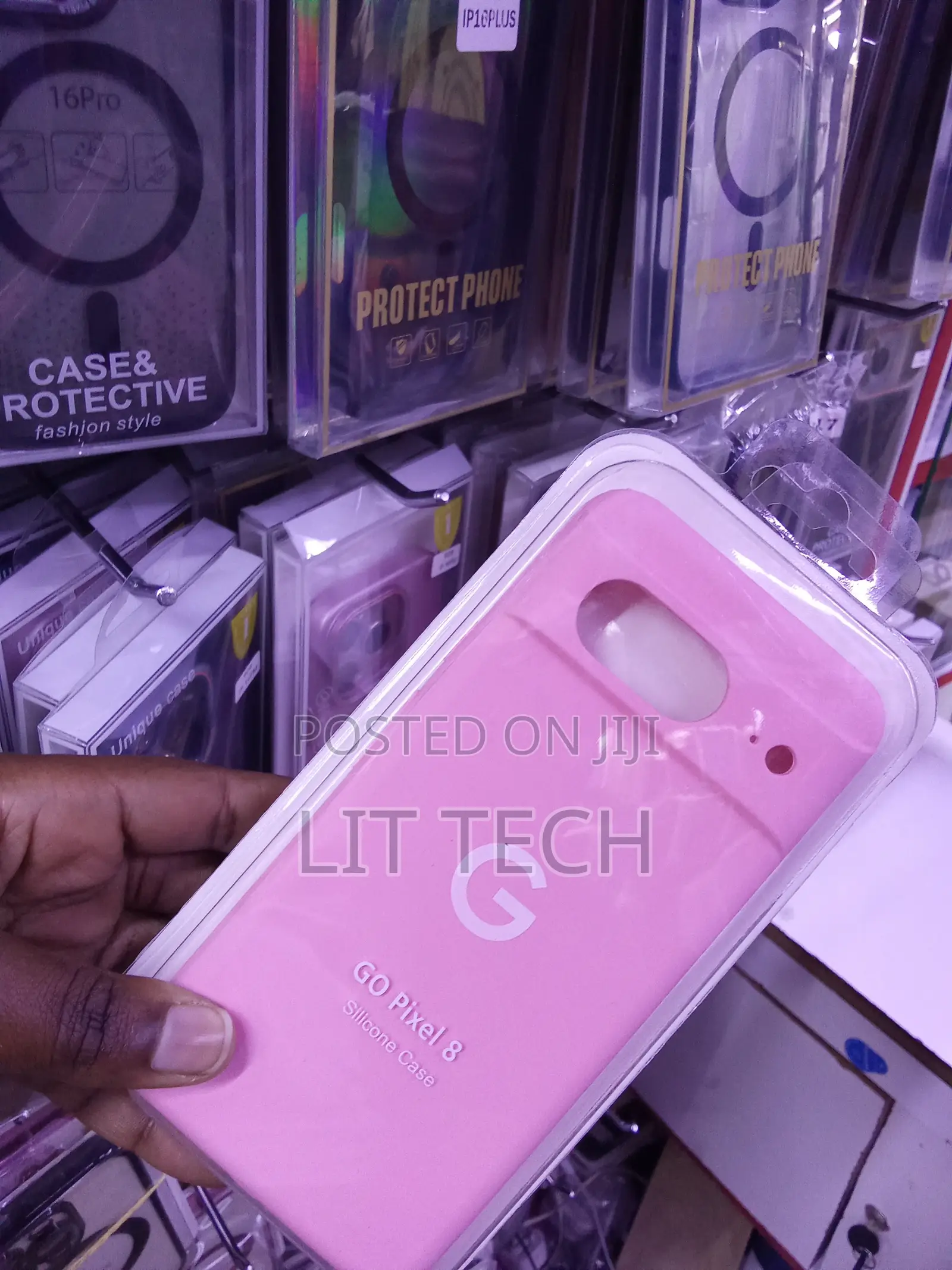 Pink Google Pixel 8 Liquid Silicone Case With Microfiber Lining .