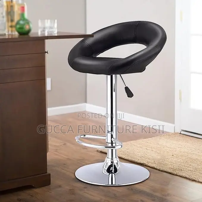 Adjustable Height Leather Swivel Bar Stool