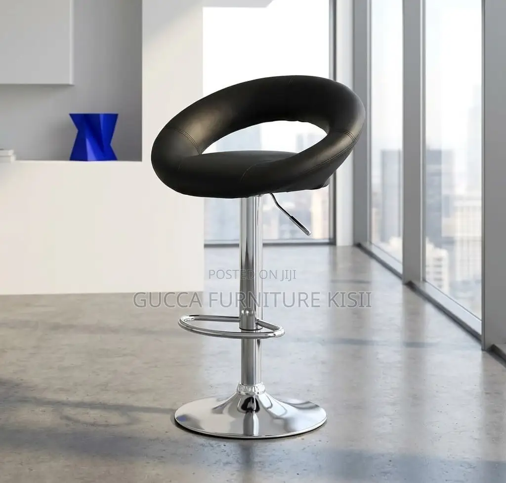 Adjustable Height Leather Swivel Bar Stool