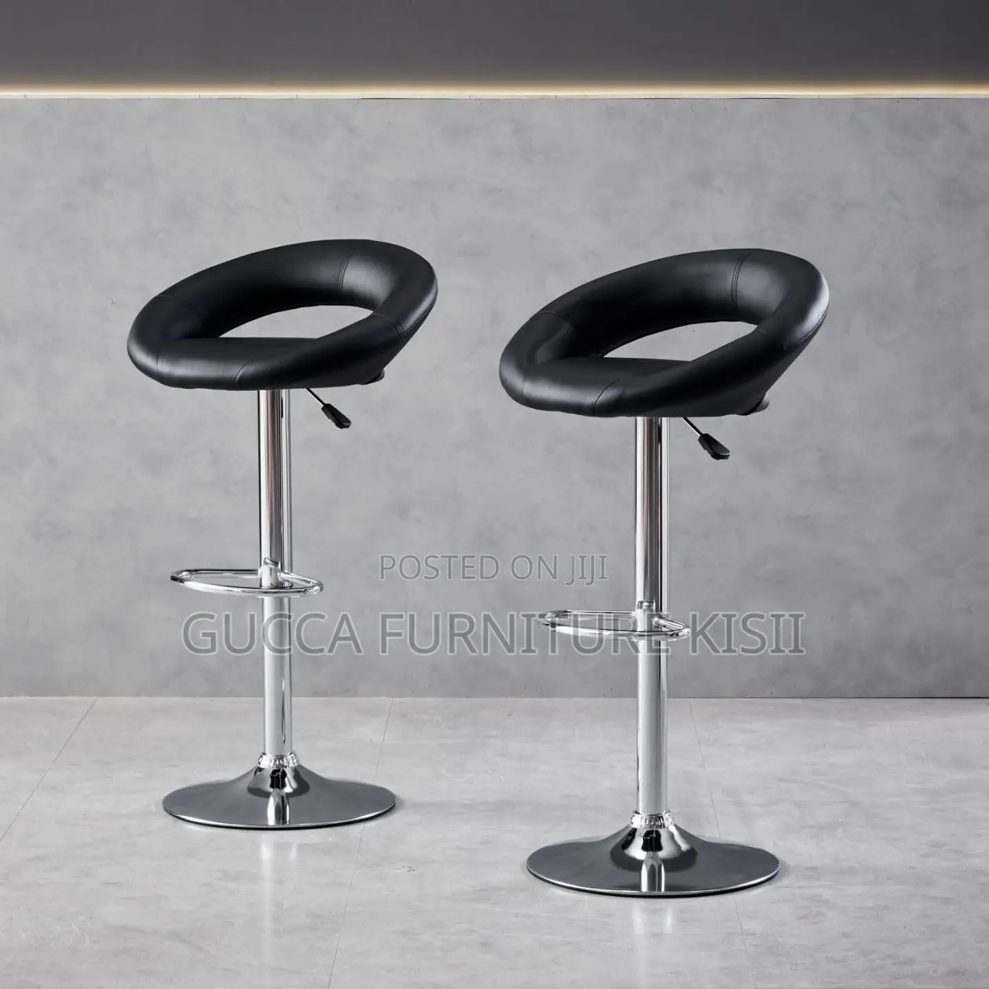 Adjustable Height Leather Swivel Bar Stool