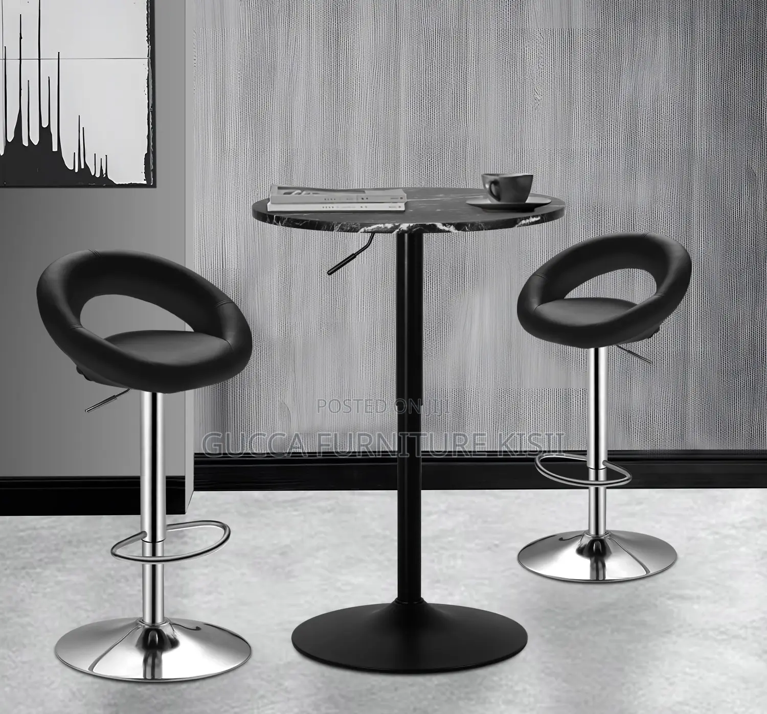 Adjustable Height Leather Swivel Bar Stool