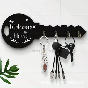 Welcome Home Wooden Key Holder With Hooks
