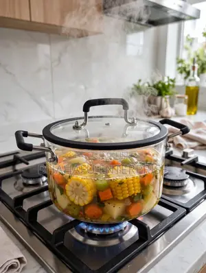2-in-1 Transparent Glass Cook Serve Pot