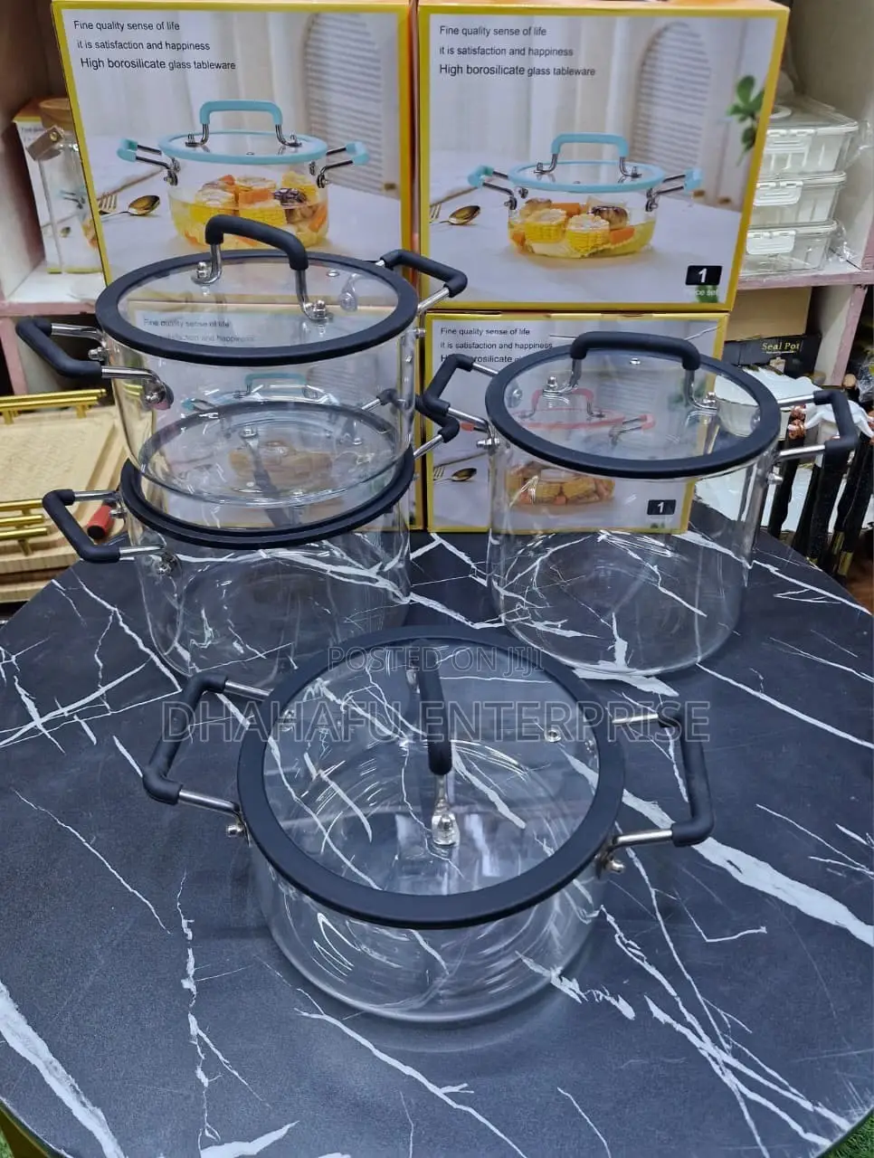 2-in-1 Transparent Glass Cook Serve Pot