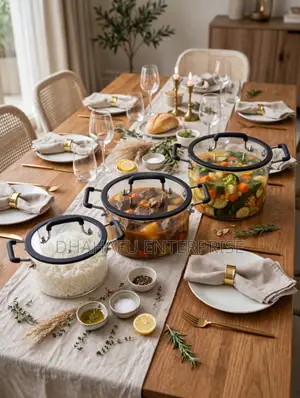 2-in-1 Transparent Glass Cook Serve Pot