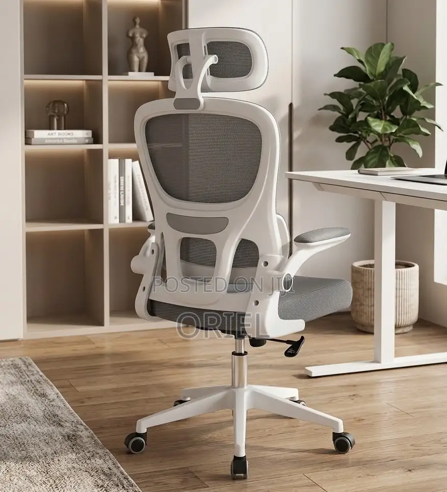 White Ergonomic Office Chair – Modern Comfortable Adjustable Desk Seat