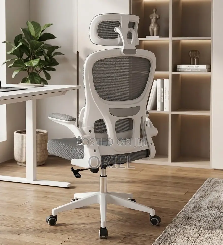 White Ergonomic Office Chair – Modern Comfortable Adjustable Desk Seat