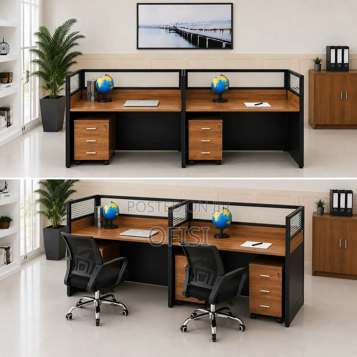 Office Workstation; 2-Person Straight Office Workstation