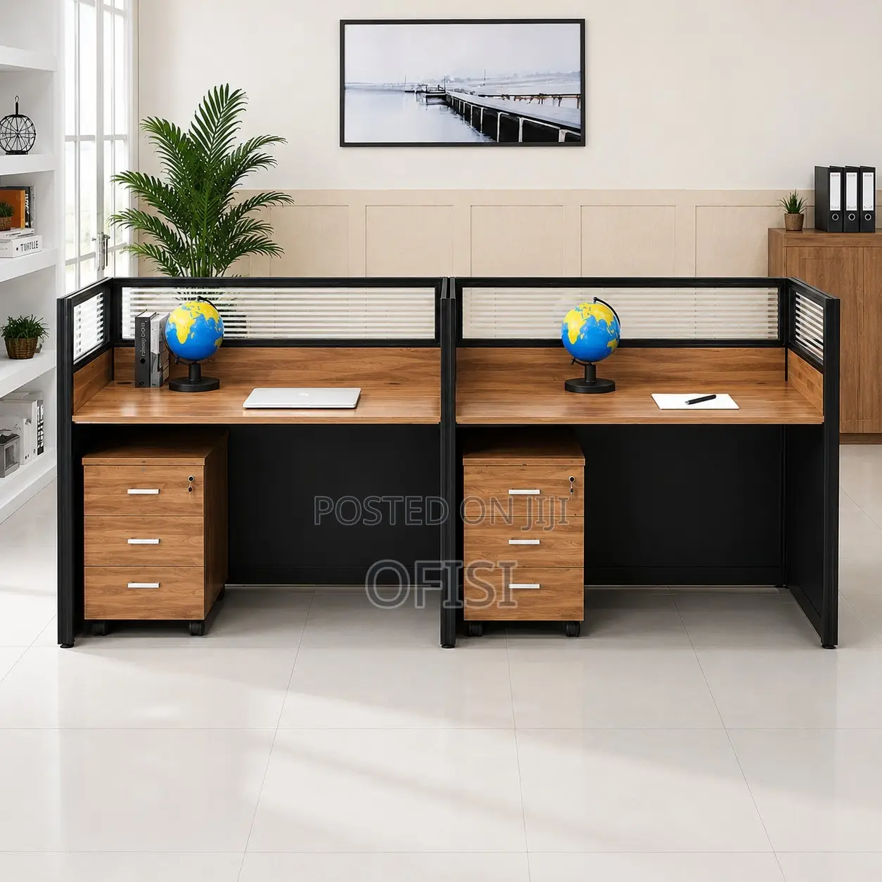 Office Workstation; 2-Person Straight Office Workstation