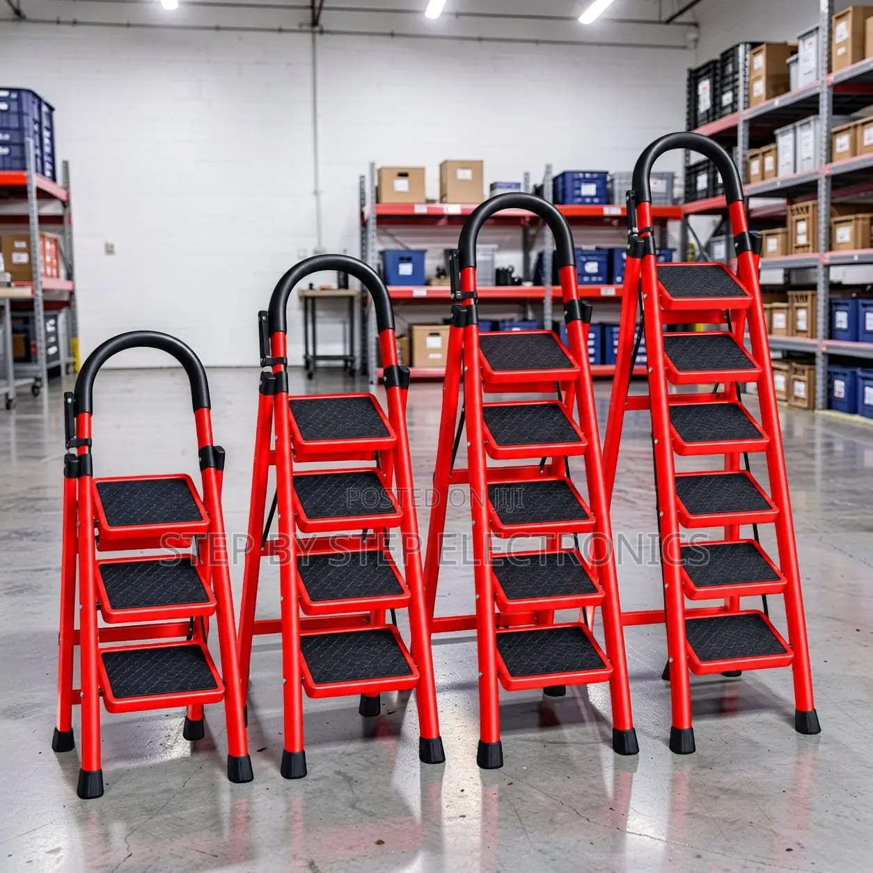 2,3,4 and 5 Step Folding Ladder Wide Base for Shelf Access