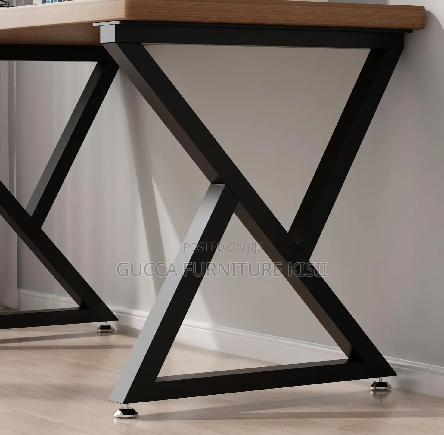 Modern Rectangular Computer Desk With Metallic Legs