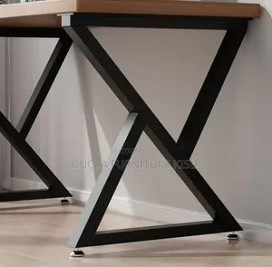 Modern Rectangular Computer Desk With Metallic Legs