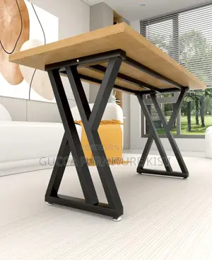 Modern Rectangular Computer Desk With Metallic Legs