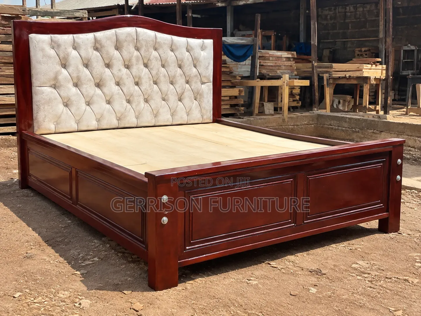 5by6 Stained Timber Bed Frame (Mahogany Finish)
