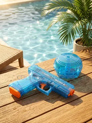 Translucent Blue Pistol-Style Water Gun Toy.