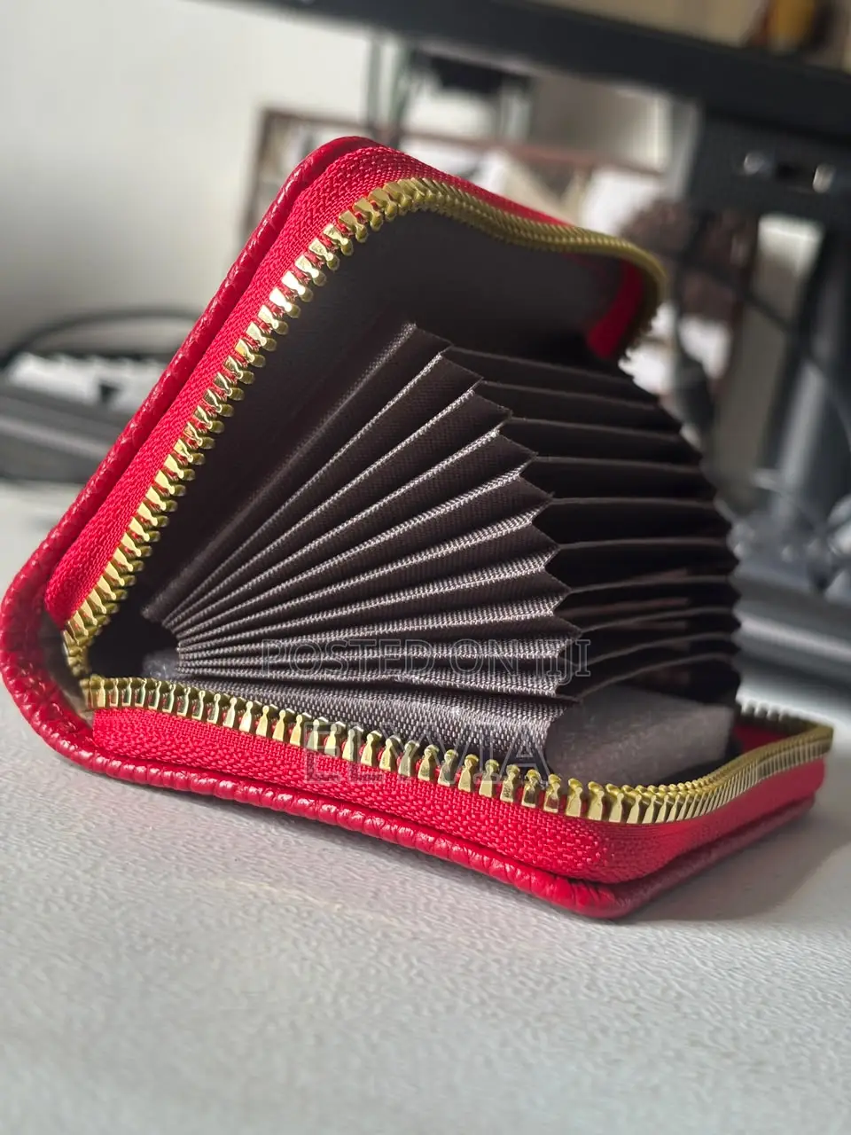 Crimson Red Pebbled Cardholder