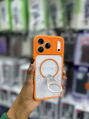 Orange Frosted MagSafe Case With an 360° Rotating for iPhone 17 Pro