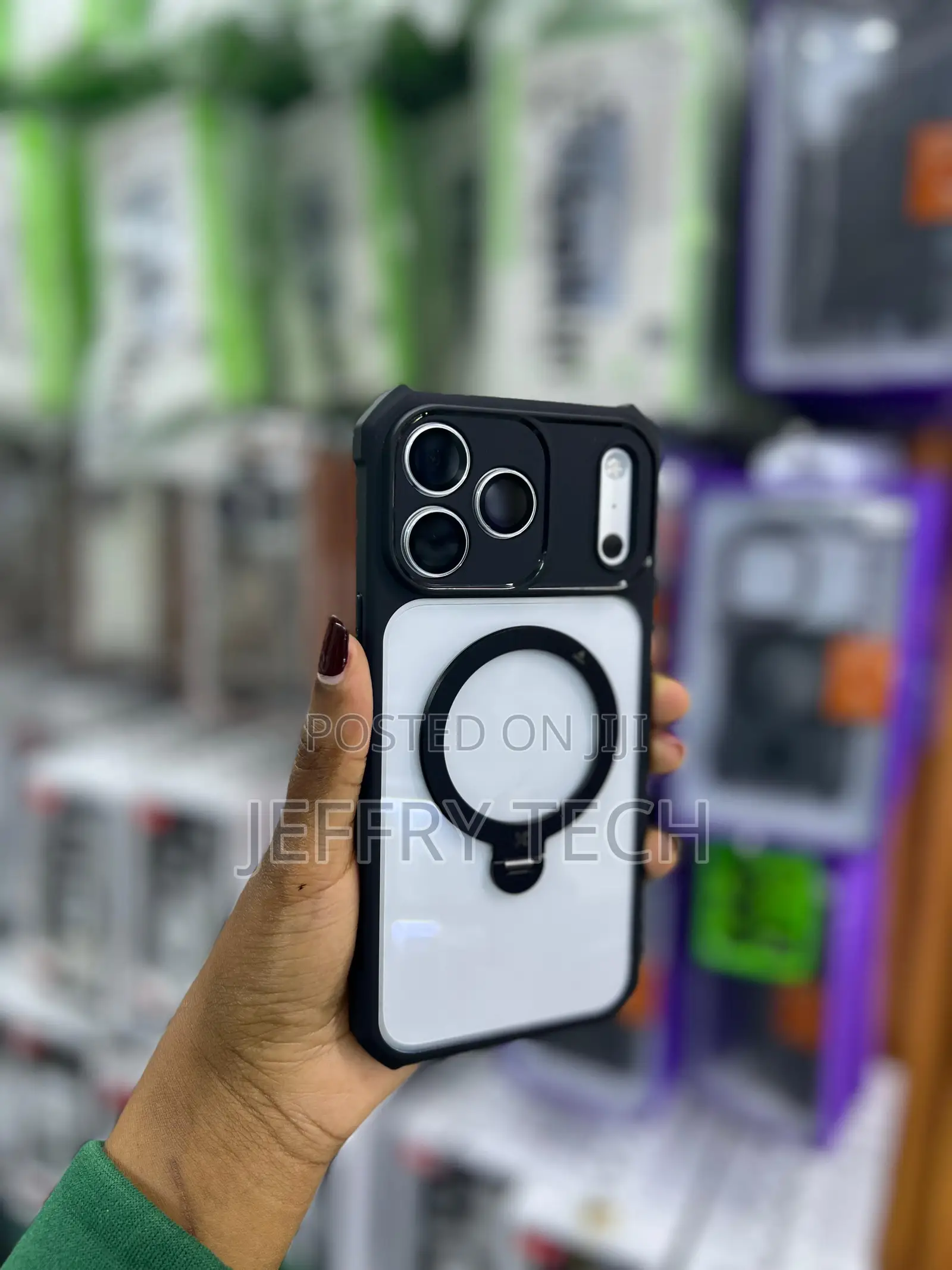 Orange Frosted MagSafe Case With an 360° Rotating for iPhone 17 Pro