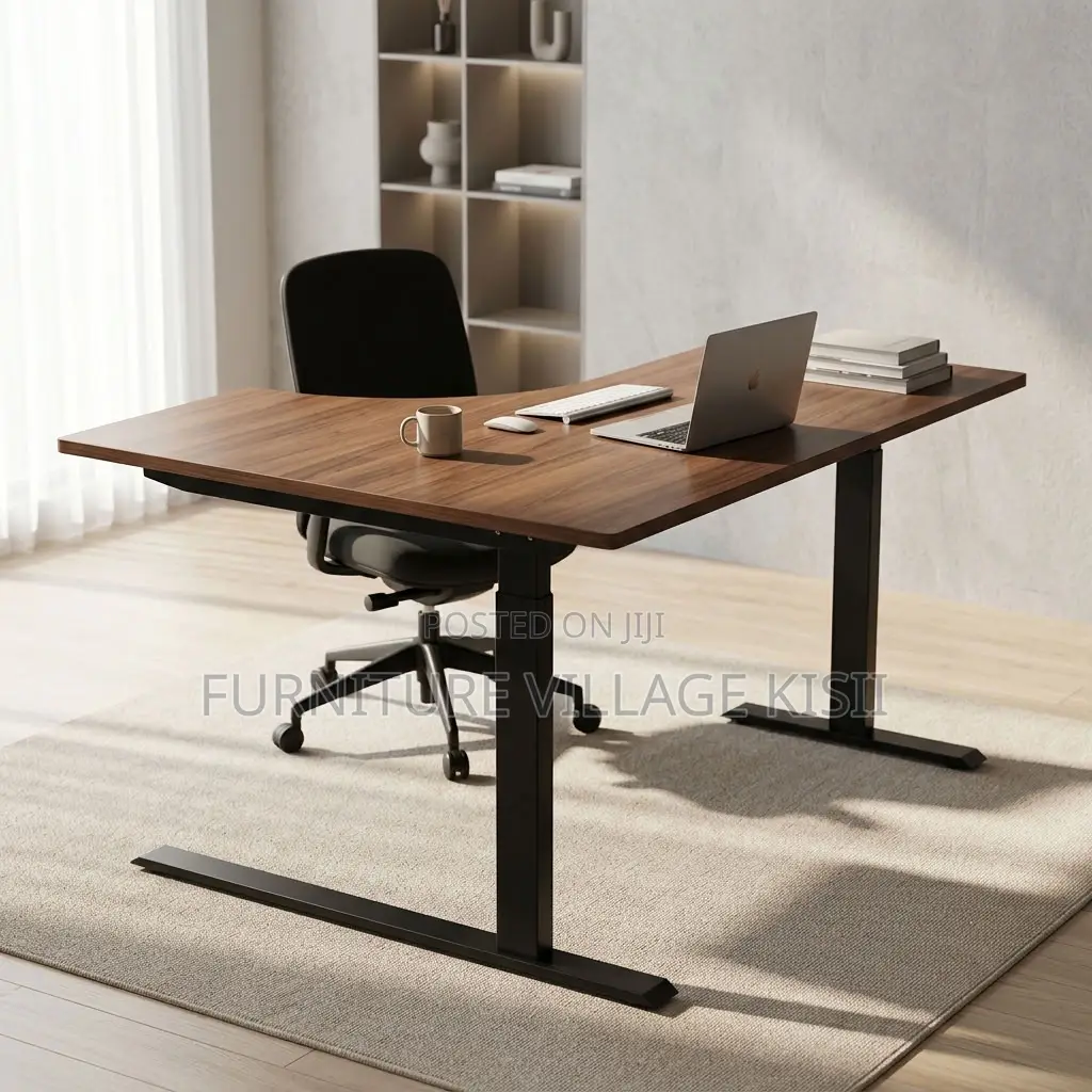 L-Shaped Electric Desk With 2 Mottors