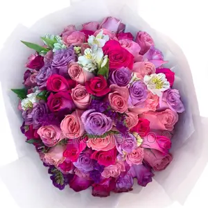 Luxury Mixed Roses Bouquet 50 Stems - Fresh Flowers