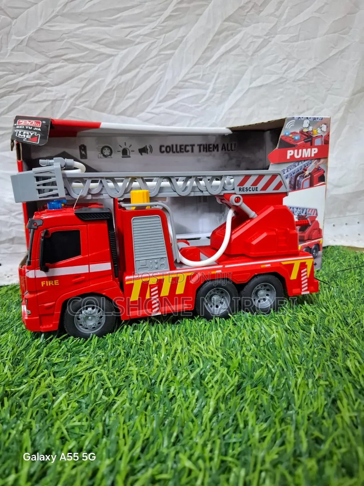 Bei Yu Jia Electric Fire Rescue Truck Toy With Extendable Ladder