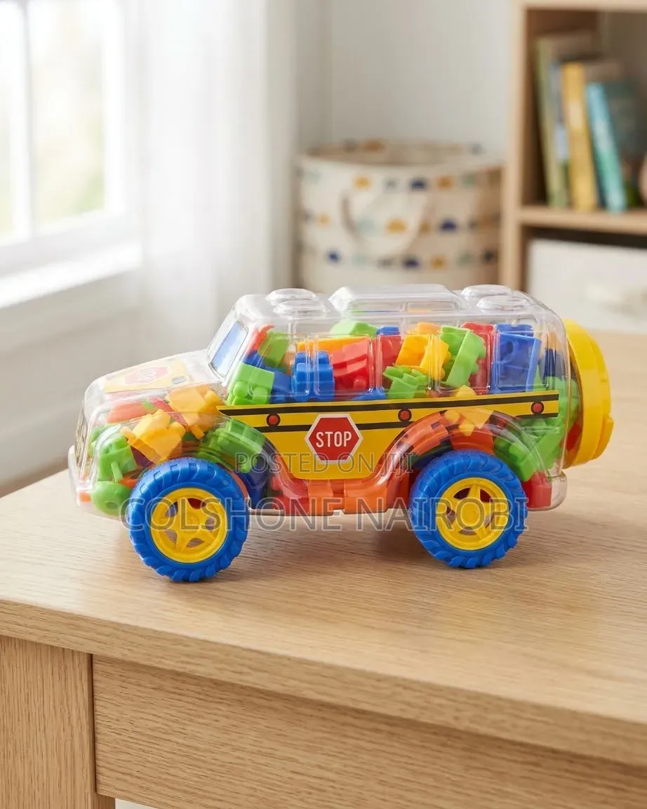 Kids Interlocking Building Blocks Set in SUV Car-Shaped Storage