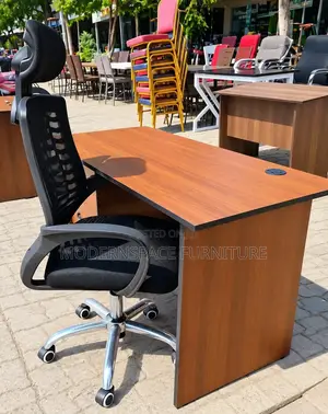 Modern Office Desk With Ergonomic Mesh Chair