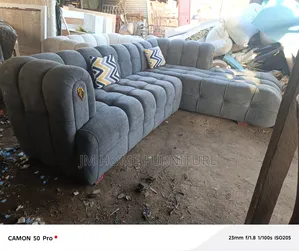 Bubble L Shaped Sofa 6 Seator With Spring Cushion Grey Colour