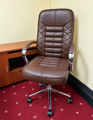 Executive Leather Office Chair -Brown/High Back