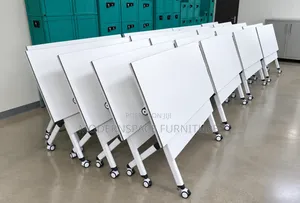 Modern Folding Training Tables on Wheels – White