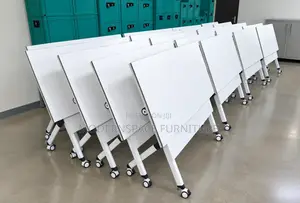 Modern Folding Training Tables on Wheels – White