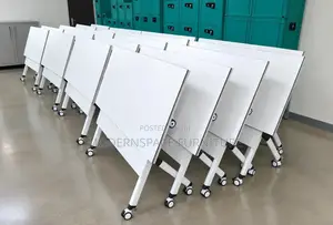 Modern Folding Training Tables on Wheels – White