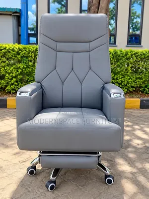 Executive Reclining Office Chair – Premium Grey Leather