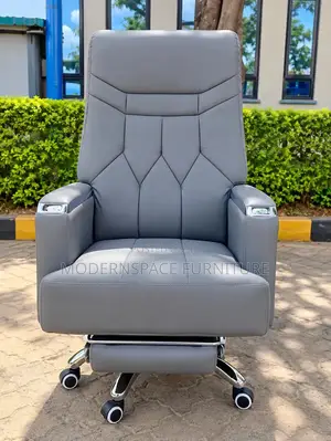 Executive Reclining Office Chair – Premium Grey Leather