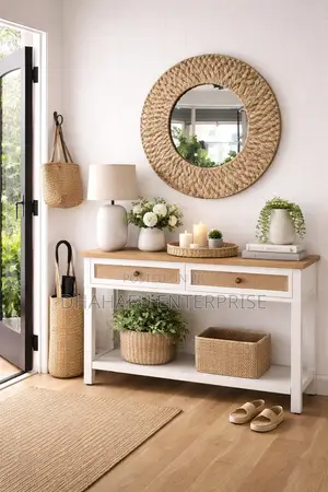  Decorative Water Hyacinth Braided Boho Mirror – 60cm 