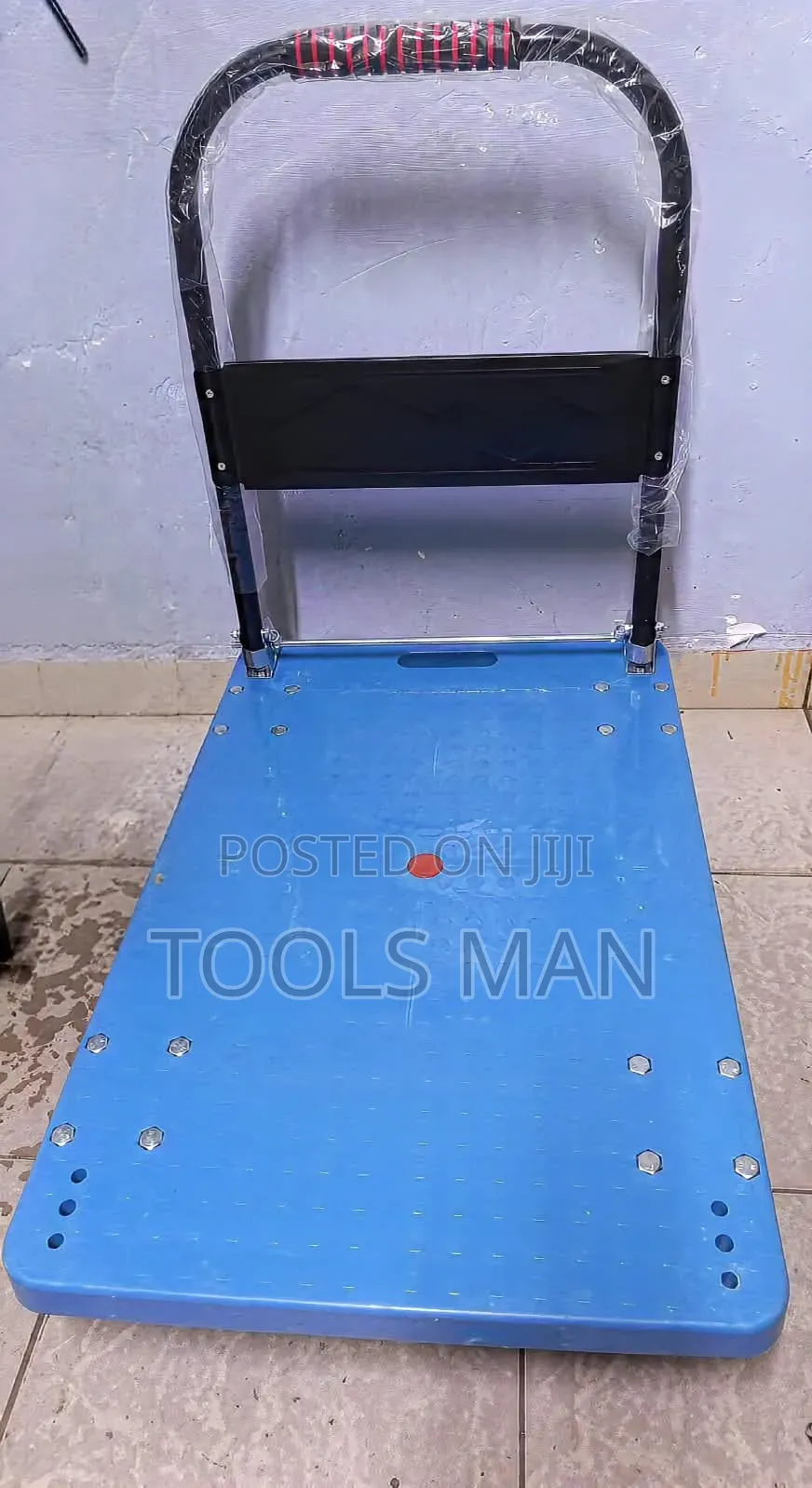 Heavy Duty Folding Platform Push Trolley Cart-Blue 4-Wheel Hand Truck