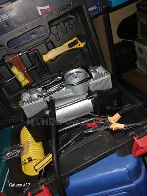 12V Double-Cylinder Car Air Compressor and Tire Repair Kit