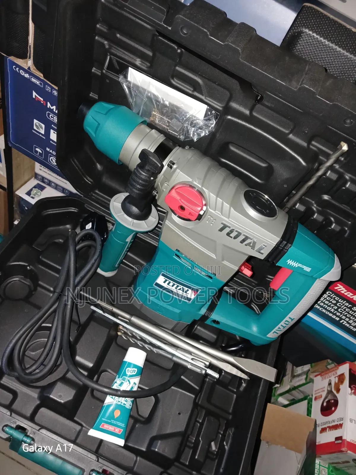 TOTAL Rotary Hammer Tool Inside Its Black Plastic Carrying Case.