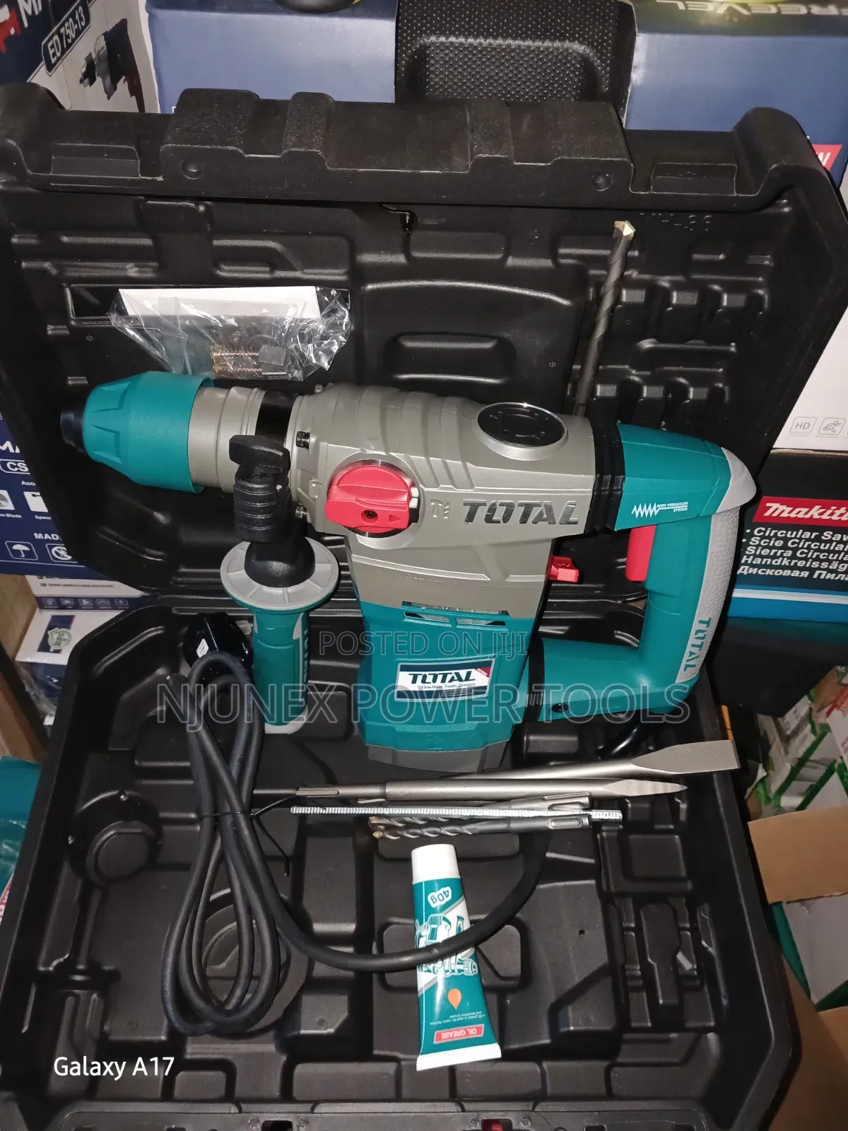 TOTAL Rotary Hammer Tool Inside Its Black Plastic Carrying Case.