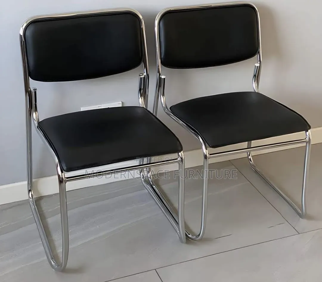 Modern Chrome Visitor Chairs – Black