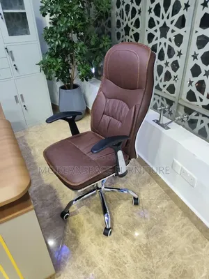 Office Chair: Brown Leather Office Chair -Fullback