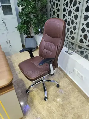 Office Chair: Brown Leather Office Chair -Fullback