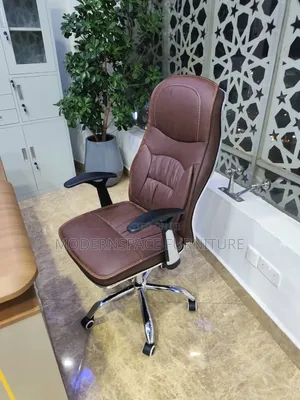 Office Chair: Brown Leather Office Chair -Fullback